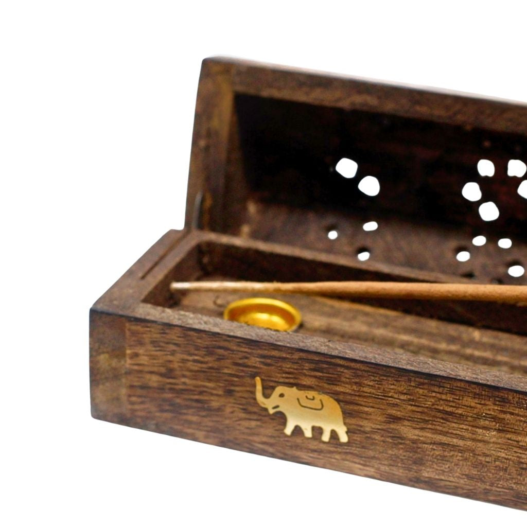 Quemador de incienso de madera de mango natural hecho a mano