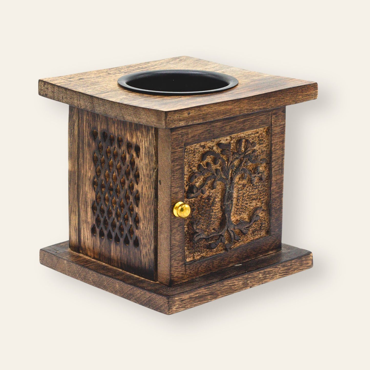 Handcrafted Mango Wood Oil Burner - Tree of Life