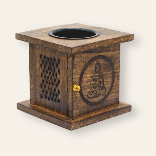Handmade Mango Wood Oil Burner – Buddha