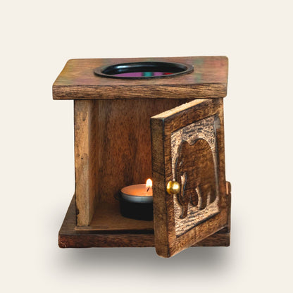 Handmade Mango Wood Oil Burner – Buddha
