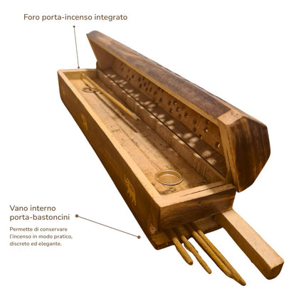 Bruciaincenso Artigianale in Legno di Mango Naturale
